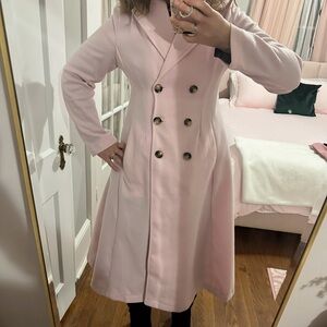 Women's Pink Double-Breasted Coat